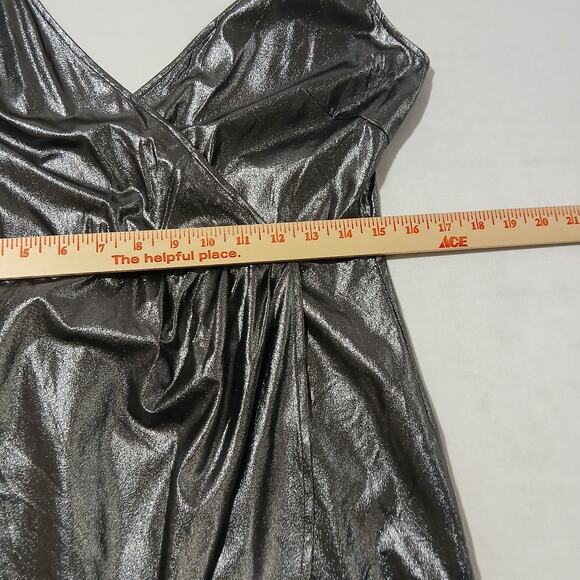 LILYSILK Silk Dress Womens Medium Silver Metallic Wrap Layered Skirt NWT - Picture 10 of 11